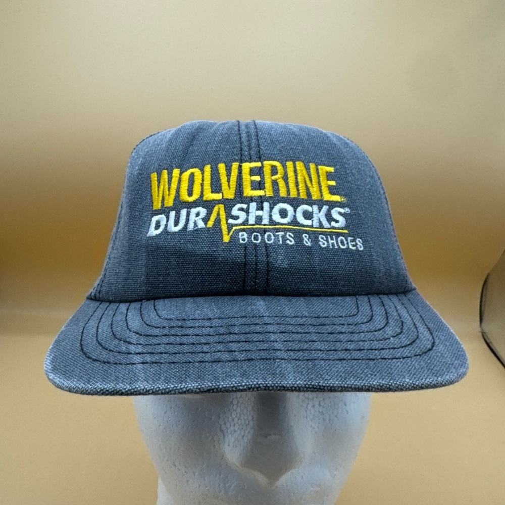 Vintage Wolverine Durashocks Boots & Shoes Hat Snapback Cap Hat Grey USA